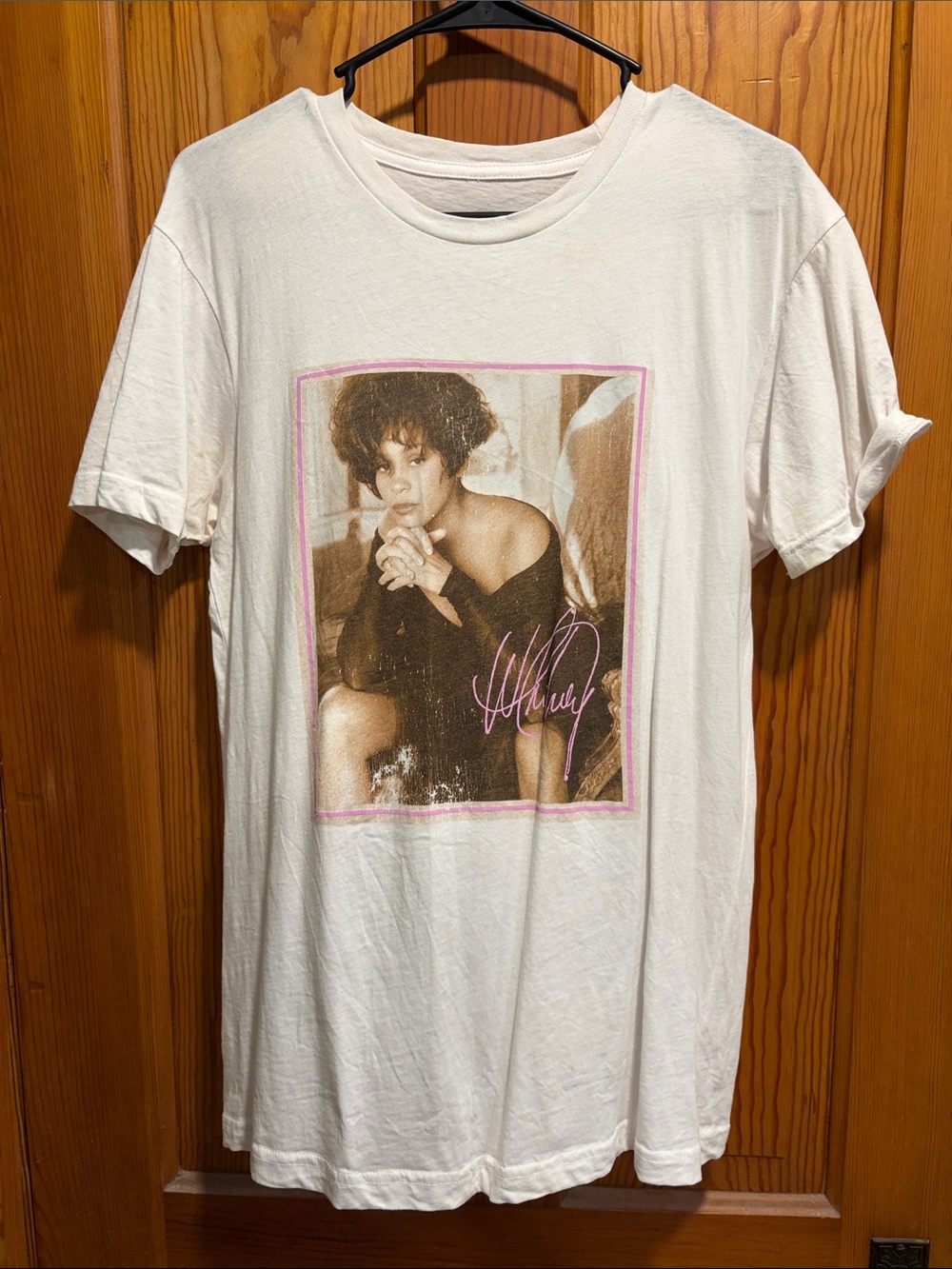 White Short Sleeve Whitney Houston Graphic Tee